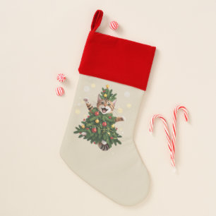 Ginger Orange Cat Christmas Tree Cute Xmas Stocking