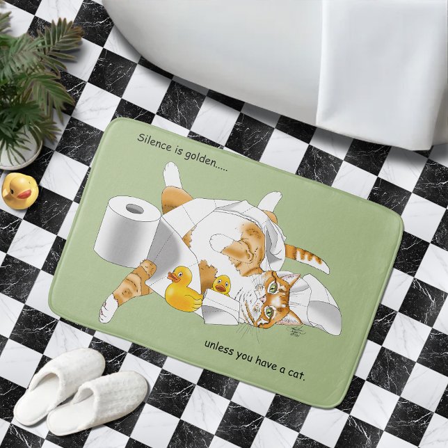 Ginger Orange Cat Funny Toilet Paper Bath Mat (Creator Uploaded)