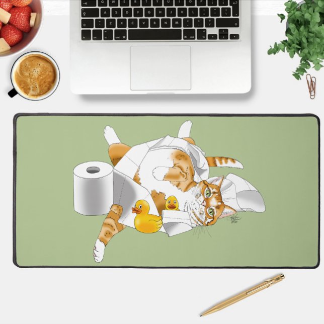 Ginger Orange Cat Funny Toilet Paper Desk Mat (Creator Uploaded)