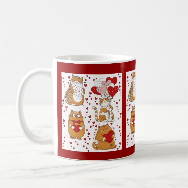 Ginger orange cat Valentine  Coffee Mug (Left)
