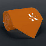 Ginger Orange Elegant Monogram   Name | Two-Sided Neck Tie<br><div class="desc">An elegant necktie featuring a bold white monogram across a Ginger color background. On top of this monogram sits your first or last name spelled out in all capitals. If you prefer a bolder look for the personal name inside of the large letter you can do the following: Use the...</div>