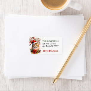Ginger Orange Santa Cat Christmas Return Address Label