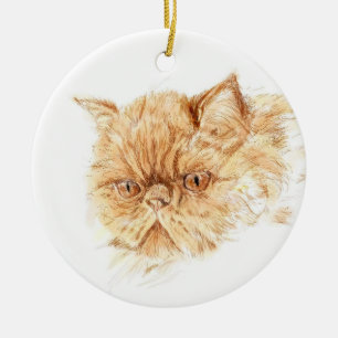 ginger persian cat ceramic ornament
