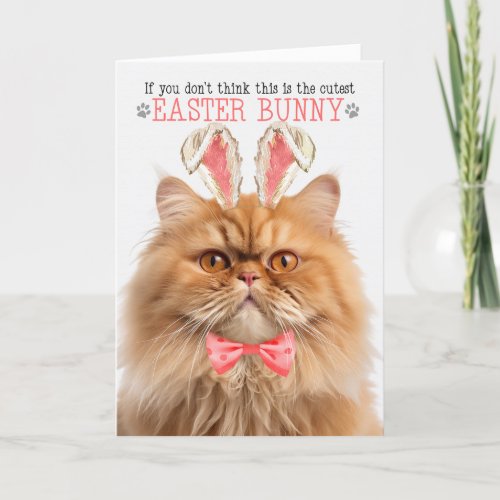 Ginger Persian Cat Cutest Easter Bunny Kitty Puns Holiday Card