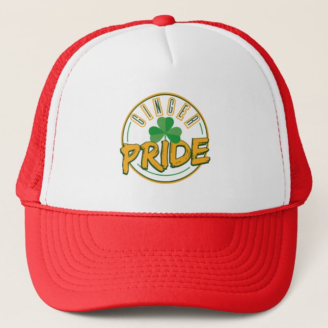 Ginger Pride St Patrick's Day Green Clover Leaf Trucker Hat (Front)