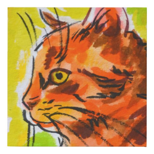 Ginger red Cat Pet Feline Kitten Portrait Faux Canvas Print
