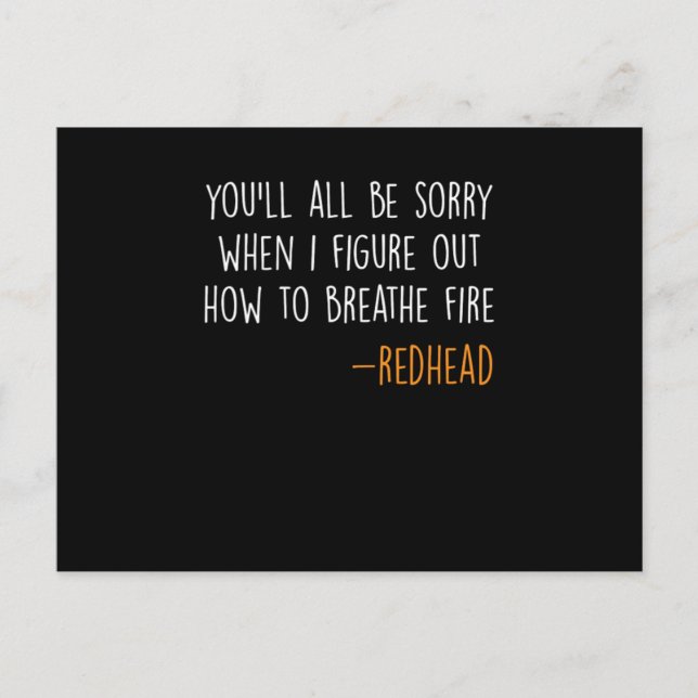 Ginger Red Hair Redhead Redheads Freckles Gift Postcard (Front)