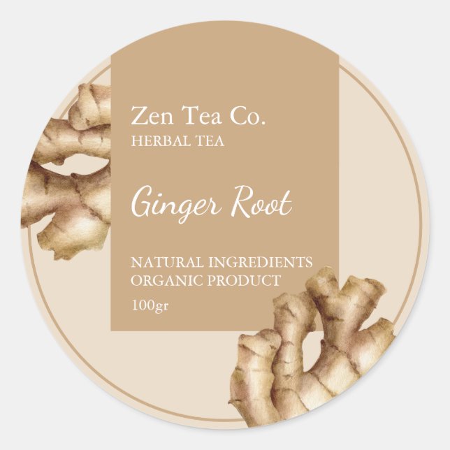Ginger Root Herbal Tea Business Label (Front)