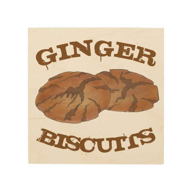 Ginger Snap Cookie Biscuit Foodie Bakery Chef Wood Wall Art (Front)