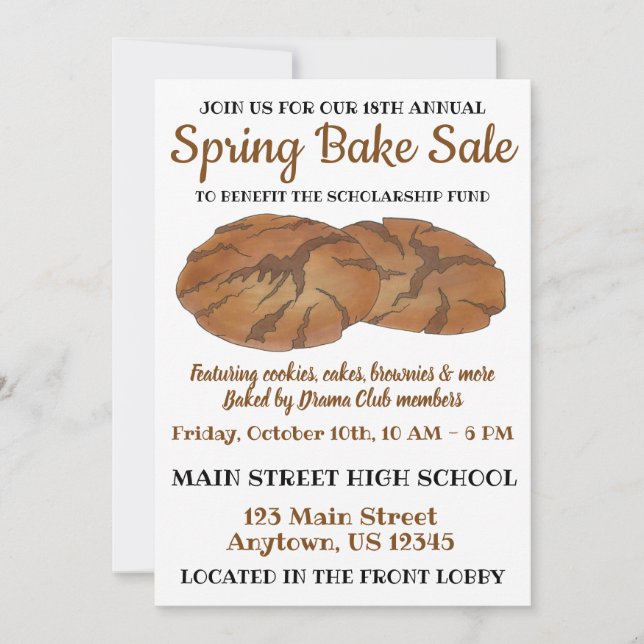 Ginger Snap Cookie Gingersnap Charity Bake Sale Invitation (Front)