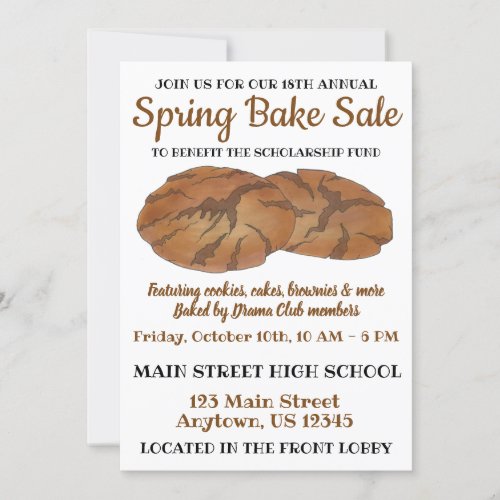 Ginger Snap Cookie Gingersnap Charity Bake Sale Invitation