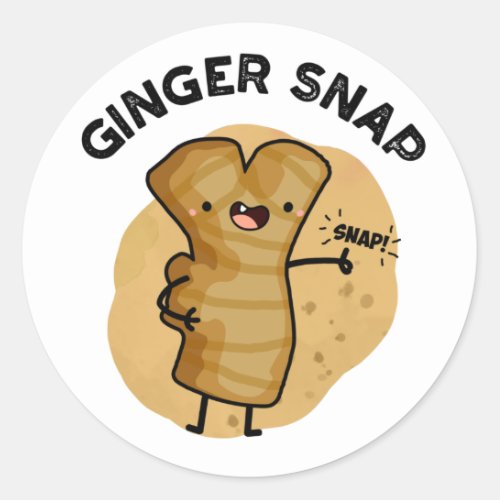 Ginger Snap Funny Food Herb Spice Pun  Classic Round Sticker