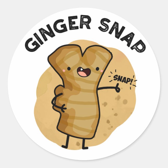 Ginger Snap Funny Food Herb Spice Pun  Classic Round Sticker (Front)