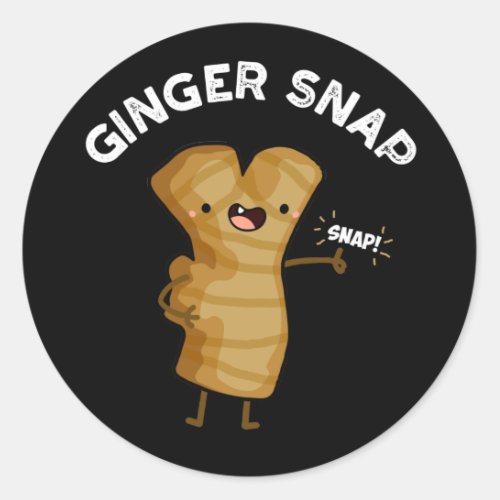 Ginger Snap Funny Food Spice Pun Dark BG Classic Round Sticker