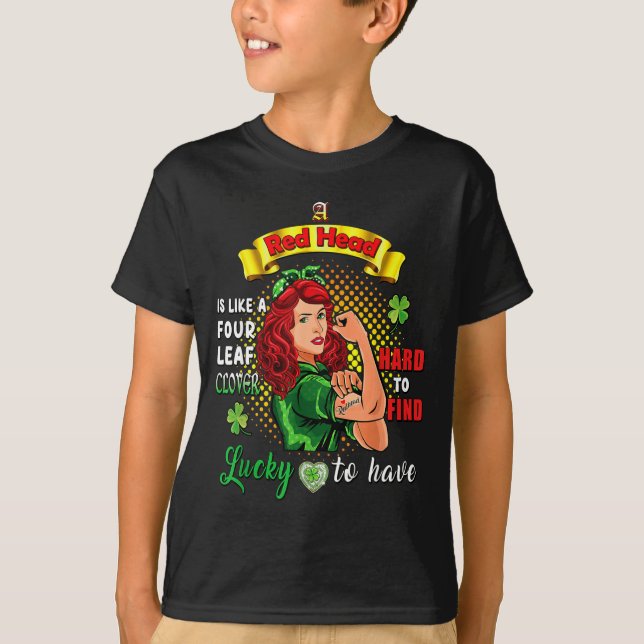 Ginger St Patrick Day Irish Women Lucky Redhead Sh T-Shirt (Front)