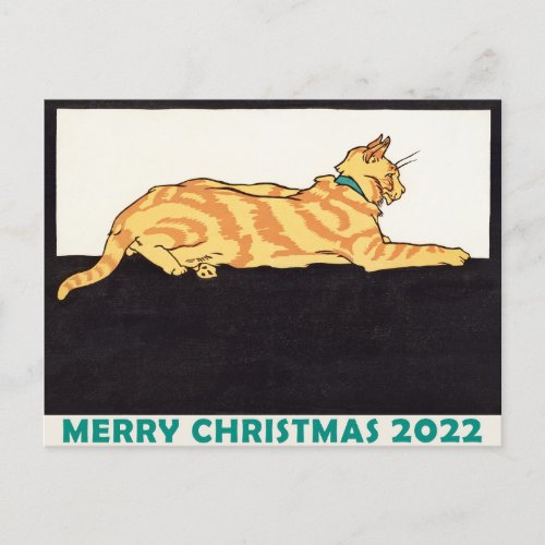 Ginger Striped Cat Xmas Tiger Year Postcard