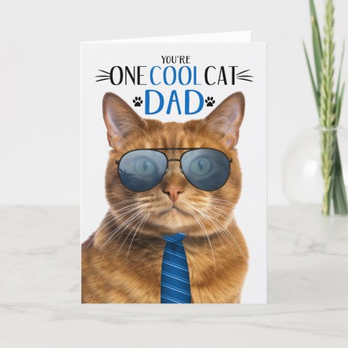 Ginger Tabby Cat Fathers Day One Cool Cat Holiday Card