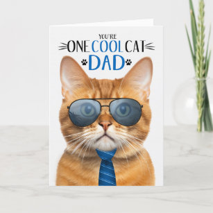 Ginger Tabby Cat Father's Day One Cool Cat Holiday Card