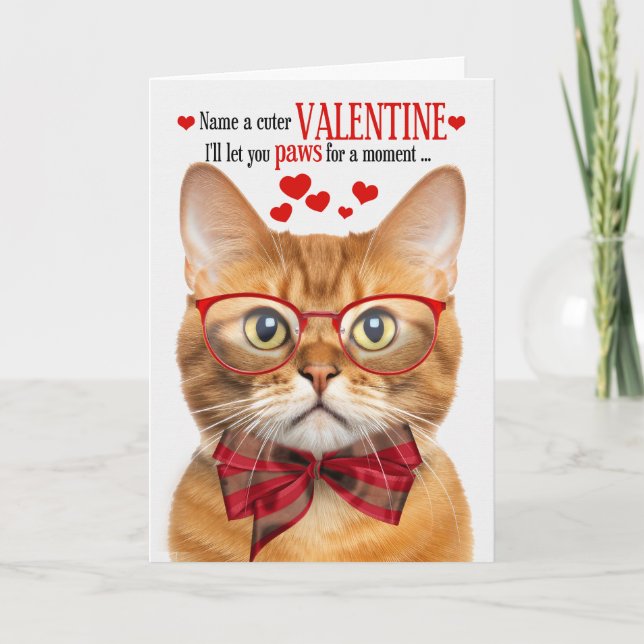 Ginger Tabby Cat Feline Humor Valentine's Day Holiday Card (Front)