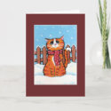 Ginger Tabby Cat in the Snow Christmas Card