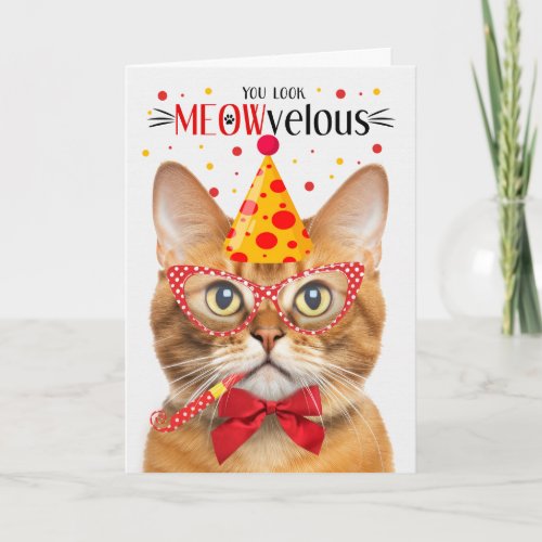 Ginger Tabby Cat MEOWvelous Birthday Card