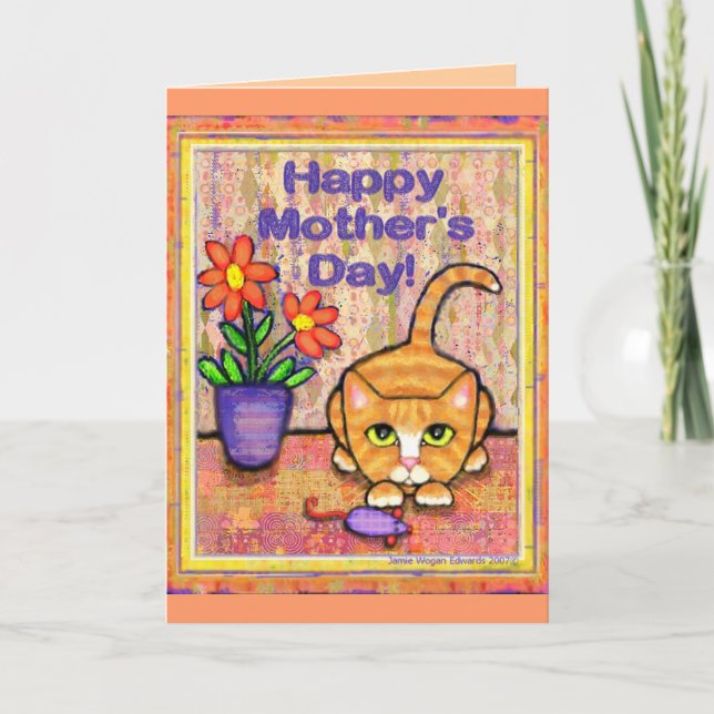 Ginger Tabby Cat Mother's Day Greeting Card (Front)