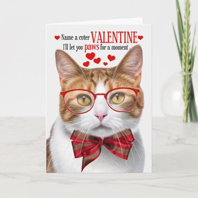 Ginger Tabby Cat Valentine's Day Feline Humor Holiday Card (Front)