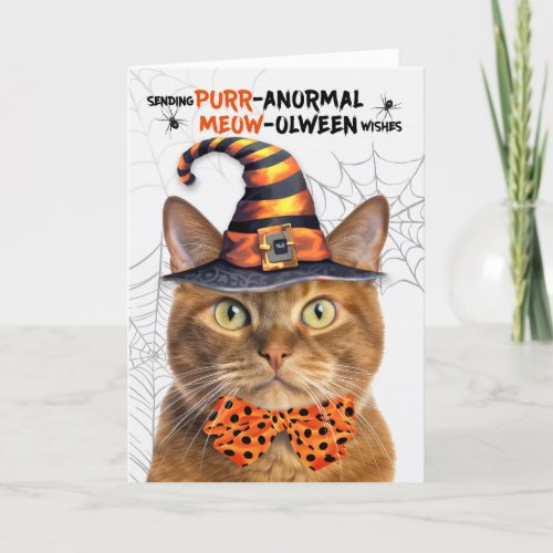 Ginger Tabby Halloween Cat PURRanormal MEOWolween Holiday Card