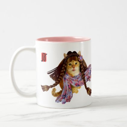 Ginger the Wonderful Kitty in Pink Two-Tone Coffee Mug