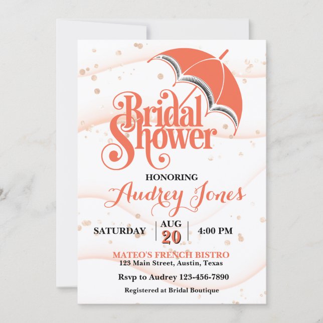 Ginger Umbrella Bridal Shower Invitation (Front)