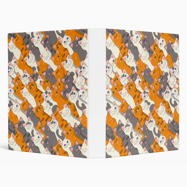 Ginger white black cat diagonal pattern 3 ring binder (Background)