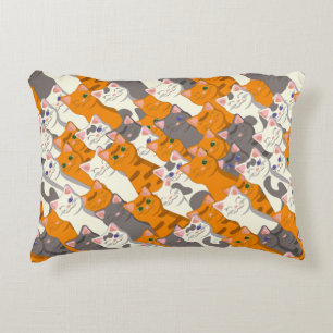 Ginger white black cat diagonal pattern accent pillow