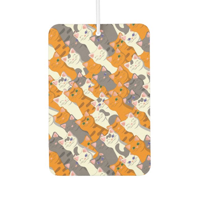 Ginger white black cat diagonal pattern air freshener (Front)