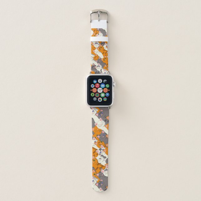 Ginger white black cat diagonal pattern apple watch band (Front)