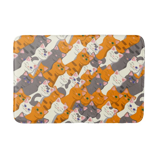 Ginger white black cat diagonal pattern bath mat (Front)