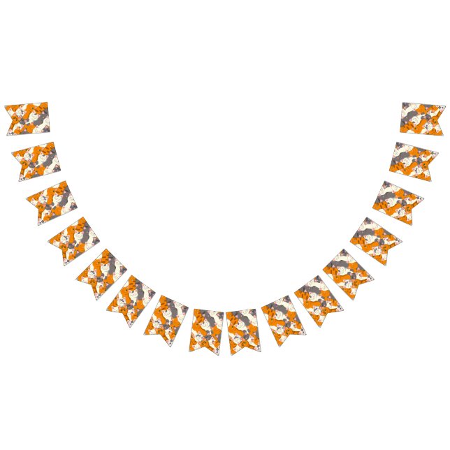 Ginger white black cat diagonal pattern bunting flags (All)