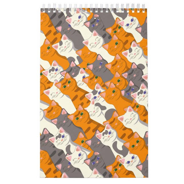 Ginger white black cat diagonal pattern calendar (Cover)