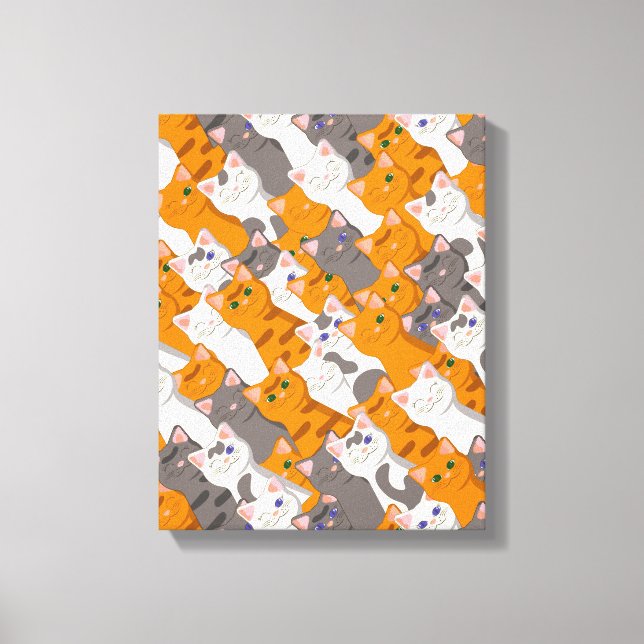 Ginger white black cat diagonal pattern canvas print (Front)