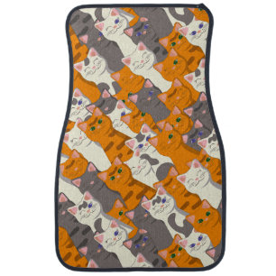 Ginger white black cat diagonal pattern car floor mat
