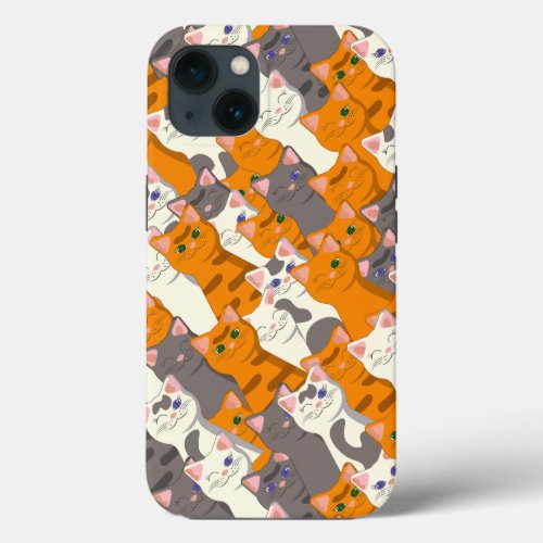 Ginger white black cat diagonal pattern iPhone 13 case