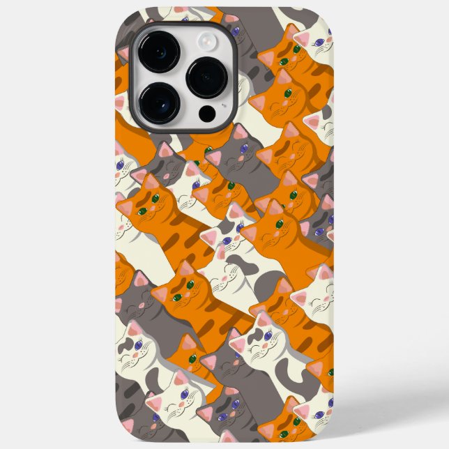 Ginger white black cat diagonal pattern Case-Mate iPhone case (Back)