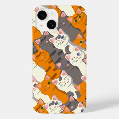 Ginger white black cat diagonal pattern Case_Mate iPhone 14 case