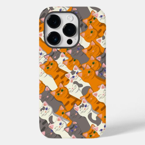 Ginger white black cat diagonal pattern Case_Mate iPhone 14 pro case