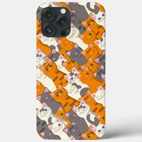 Ginger white black cat diagonal pattern iPhone 13 pro max case
