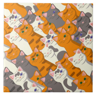 Ginger white black cat diagonal pattern ceramic tile
