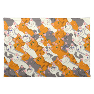 Ginger white black cat diagonal pattern cloth placemat