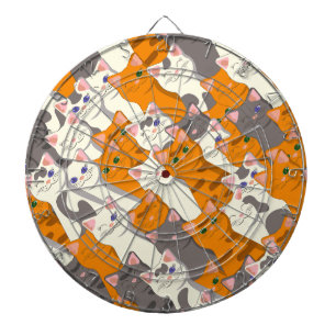Ginger white black cat diagonal pattern dart board