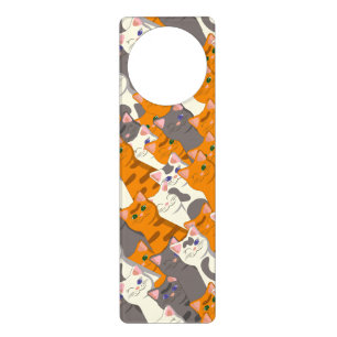 Ginger white black cat diagonal pattern door hanger