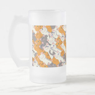 Ginger white black cat diagonal pattern frosted glass beer mug