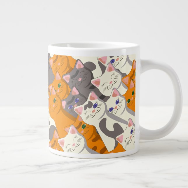 Ginger white black cat diagonal pattern giant coffee mug (Right)